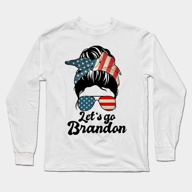 Let's Go Brandon American Flag Womens Long Sleeve T-Shirt by snnt